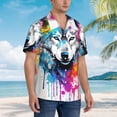thumbnail image 4 of Haiem Cool Colorful Wolf Printed Hawaiian Shirt for Men - Men’s Casual Beach Summer Shirts - Stretch Fabric with Modern Fit-XX-Large, 4 of 7