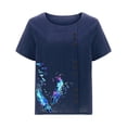 thumbnail image 4 of Camisetas de Manga Corta para las Mujeres Botón de Impresión Casual Cuello Redondo Camiseta Superior, Blusas para las Mujeres Casual, 4 of 4