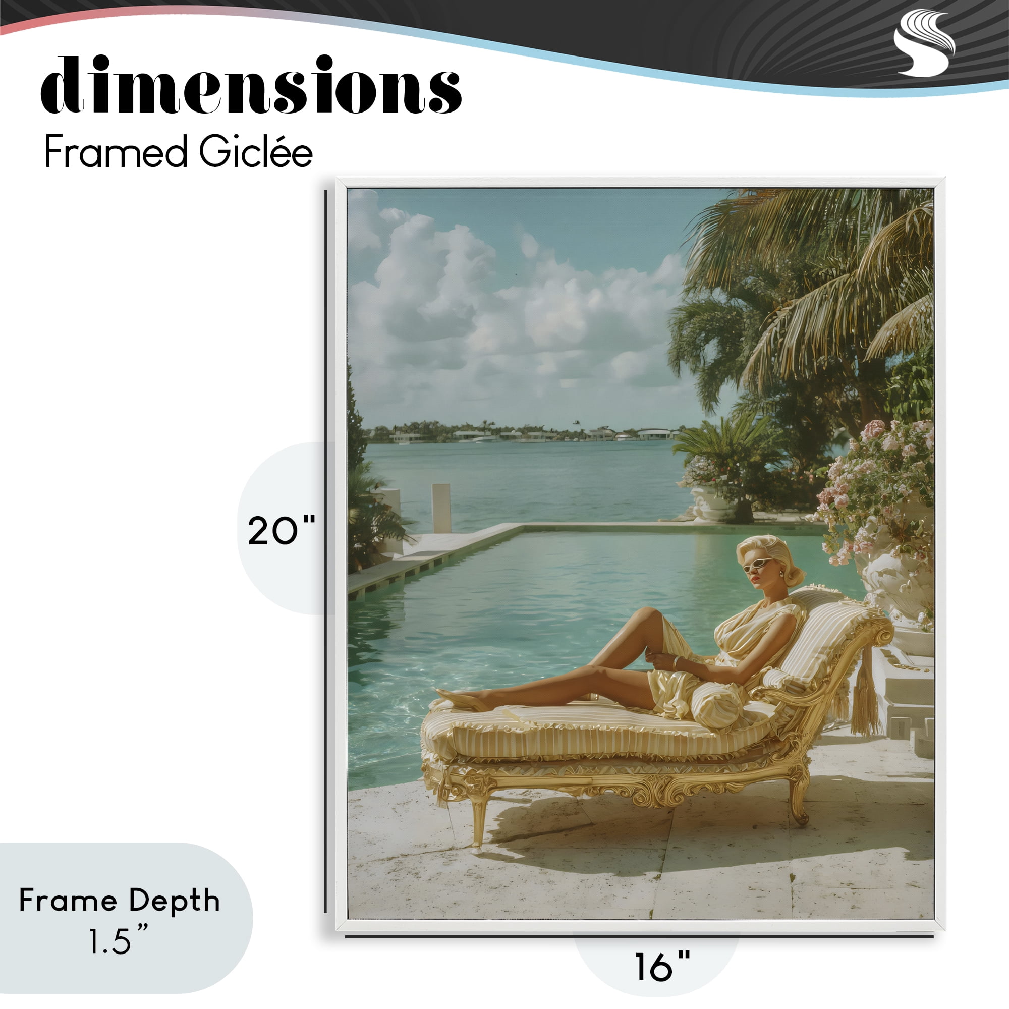 Stupell Industries Vintage Poolside Woman White Framed Giclee Art, design by Franklyn Gregory
