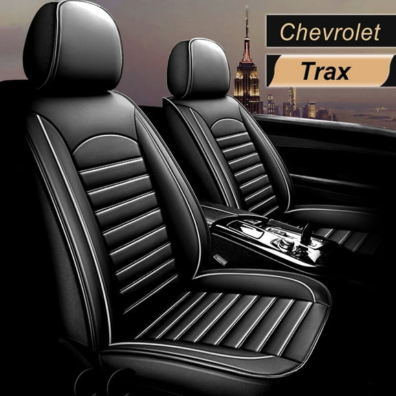 AOMSAZTO Fit Chevrolet Trax 2015-2021 Black & White Car seat Cover 5-seat Faux Leather Full Set Compatible Airbag