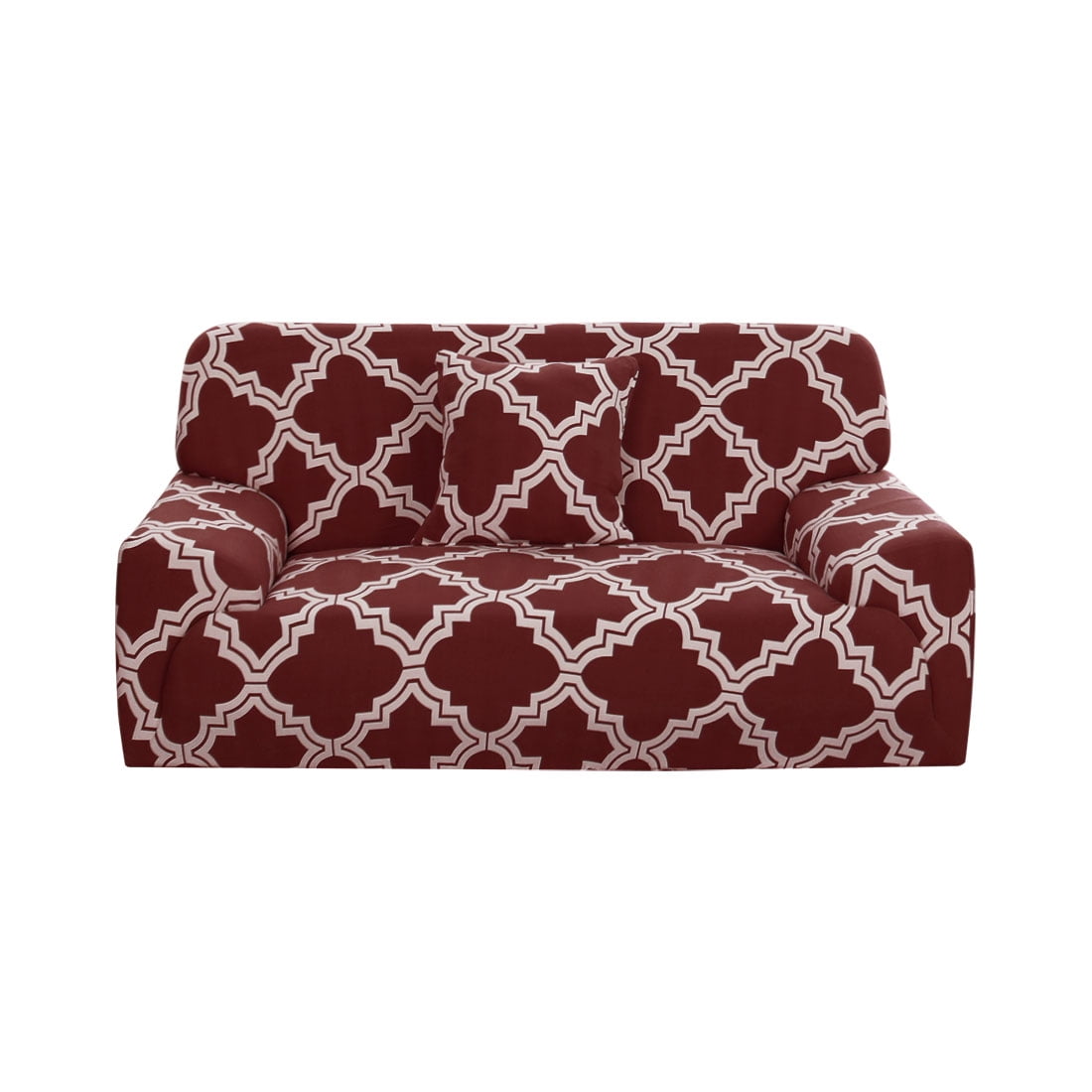 PiccoCasa Elastic Plaid Sofa Slipcover 3 Seater Thick Couch Cover, 76"90", Wine Red