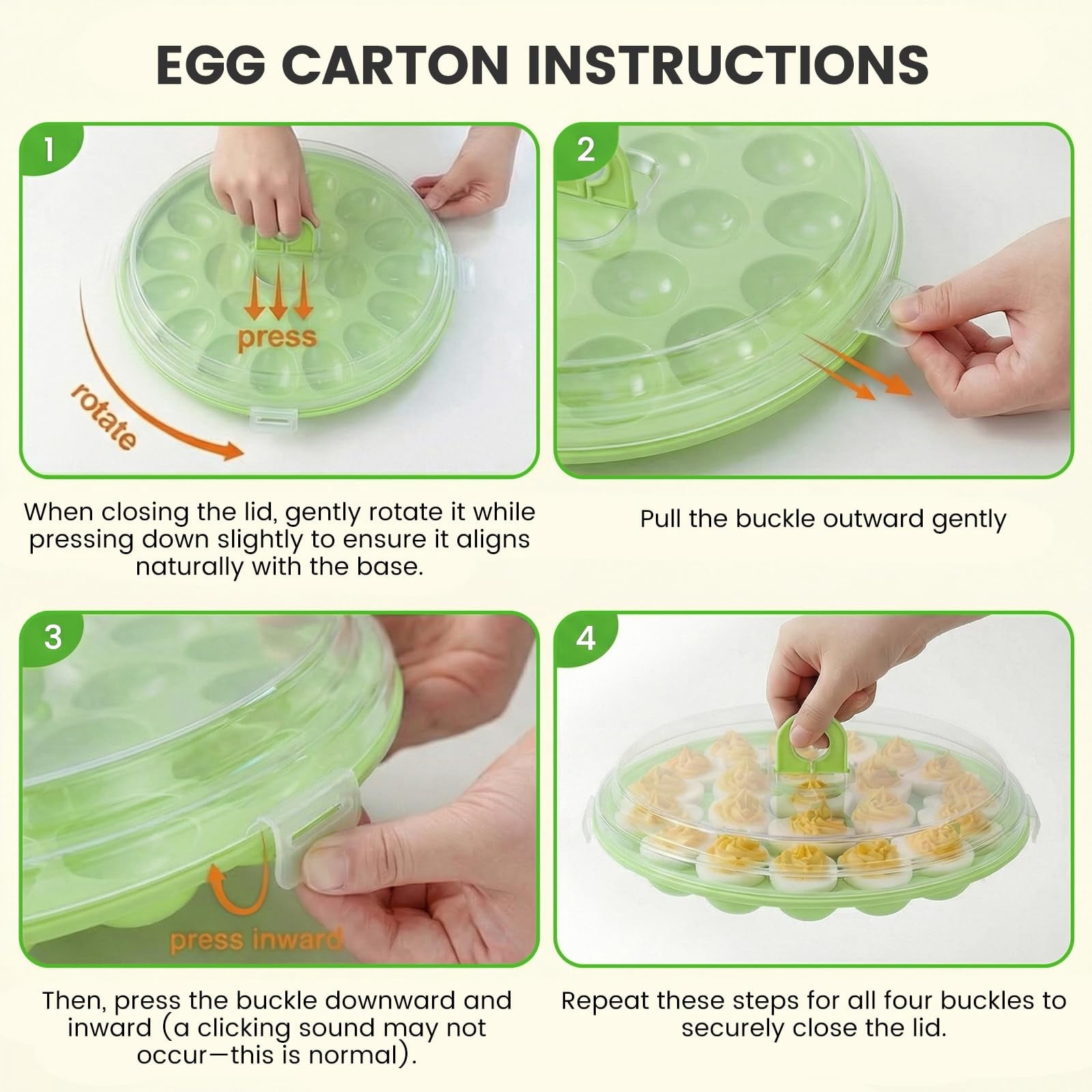 Deviled egg container with lid, deviled egg tray rack, 22 slots, perfect for holiday parties and home kitchens.