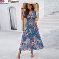 thumbnail image 3 of New Spring/Summer Women's Elegant Printed Waist-Slimming Short-Sleeve Dress, 3 of 4