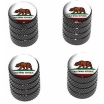 California Republic Flag Tire Rim Wheel Aluminum Valve Stem Caps, Multiple Colors
