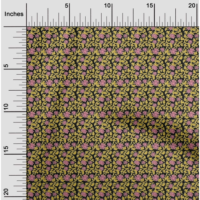 oneOone Viscose Jersey Fabric Leaves & Floral Block Printed Craft Fabric BTY 60 Inch Wide