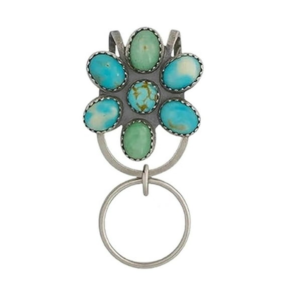 QHUDLV Turquoise Bloom Bag Clip Key Holder,Womens Bag Charm Key Finder,Car Keychain Hook Purse Key Clip Tote Bag Accessories