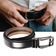 thumbnail image 6 of Men Belt Adjustable Size Casual Soft Stylish Automatic Buckle Belt for Leisure Activities Outdoor Sports Business Meetings Black Reversible Type 120cm/47.2in, 6 of 8