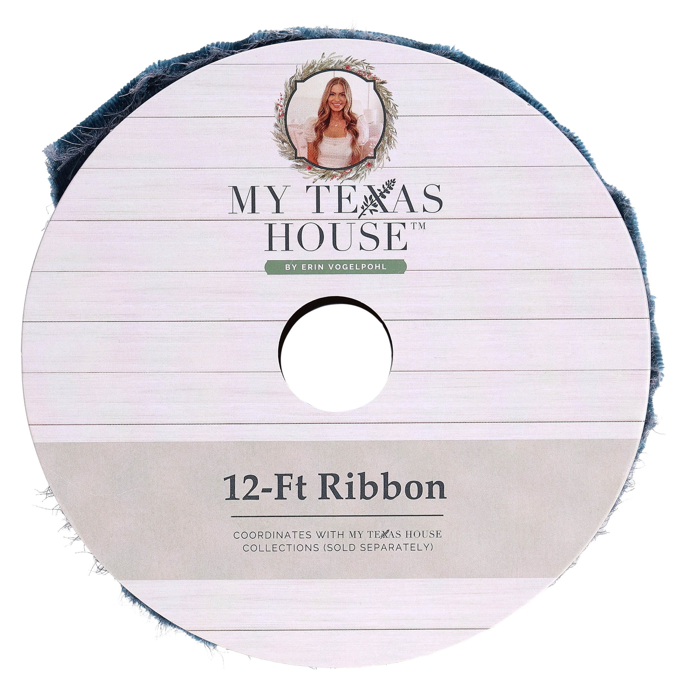 My Texas House Blue Velvet Christmas Ribbon, 2.5" x 12'