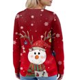 thumbnail image 4 of Women's Fashion Long Sleeve Christmas Snowman Snowflake Print Jacket Cardigan for Holiday Party and Casual Daily Wear,Wine,XL, 4 of 5