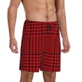 thumbnail image 2 of Balery Red Black Houndstooth Pantalones cortos de pijama de punto de algodón para hombre con cinturilla y bolsillos-Large, 2 of 6