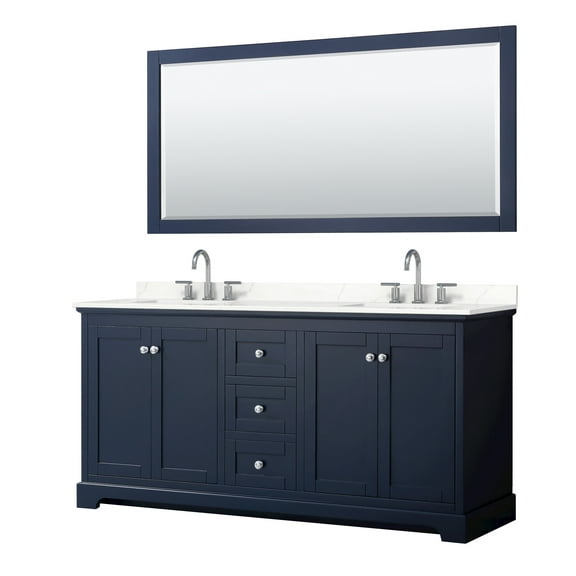 Wyndham Collection Wcv232372d-Qtz-Us3m70 Avery 72" Free Standing Double Basin Vanity Set -