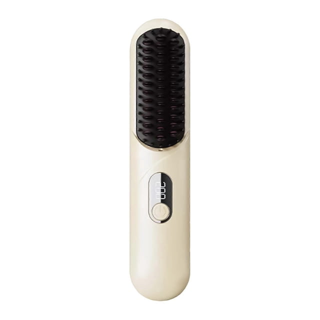Cepillo alisador de cabello iónico inalámbrico con diseño anti-quemaduras, control de calor adaptativo y pantalla LCD.