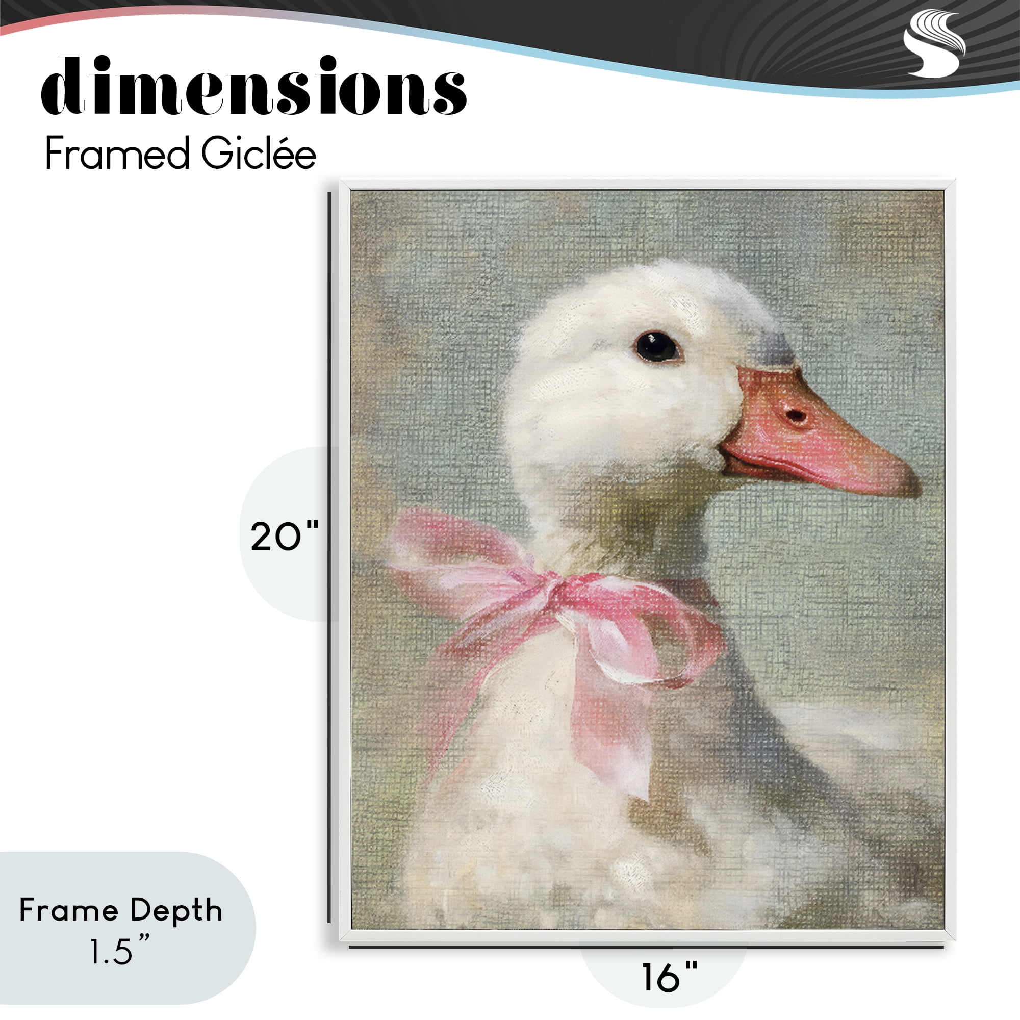 Stupell Industries Portrait of Pink Bow Goose White Framed Giclee Art, design by LSR Design Studio
