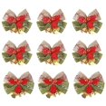 thumbnail image 1 of Mini decoraciones de lazos navideños, coronas rojas y de arpillera, pequeños lazos de árbol de Navidad para fiesta de bodas, 1 of 5