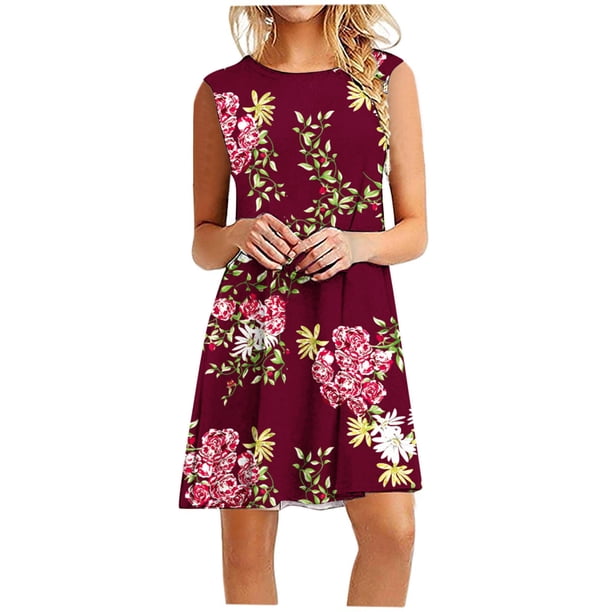 Vestido de mujer estampado elegante casual sin mangas vestido de chaleco OAVQHLG3B Store lin121212