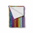 thumbnail image 2 of Abstract Soft Flannel Fleece Throw Blanket, Vibrant Painted Wood Vertical Planks as Background Cheerful Rainbow Image, Cozy Plush for Indoor and Outdoor Use, 60" x 80", Multicolor, by Ambesonne, 2 of 6
