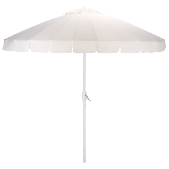 Safavieh Outdoor Panza 9ft Crank Umbrella, Ivory/White
