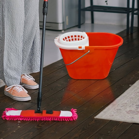 Hemobllo White Mop Bucket with Drainage Basket, Ergonomic Design for Easy and Efficient Floor Cleaning