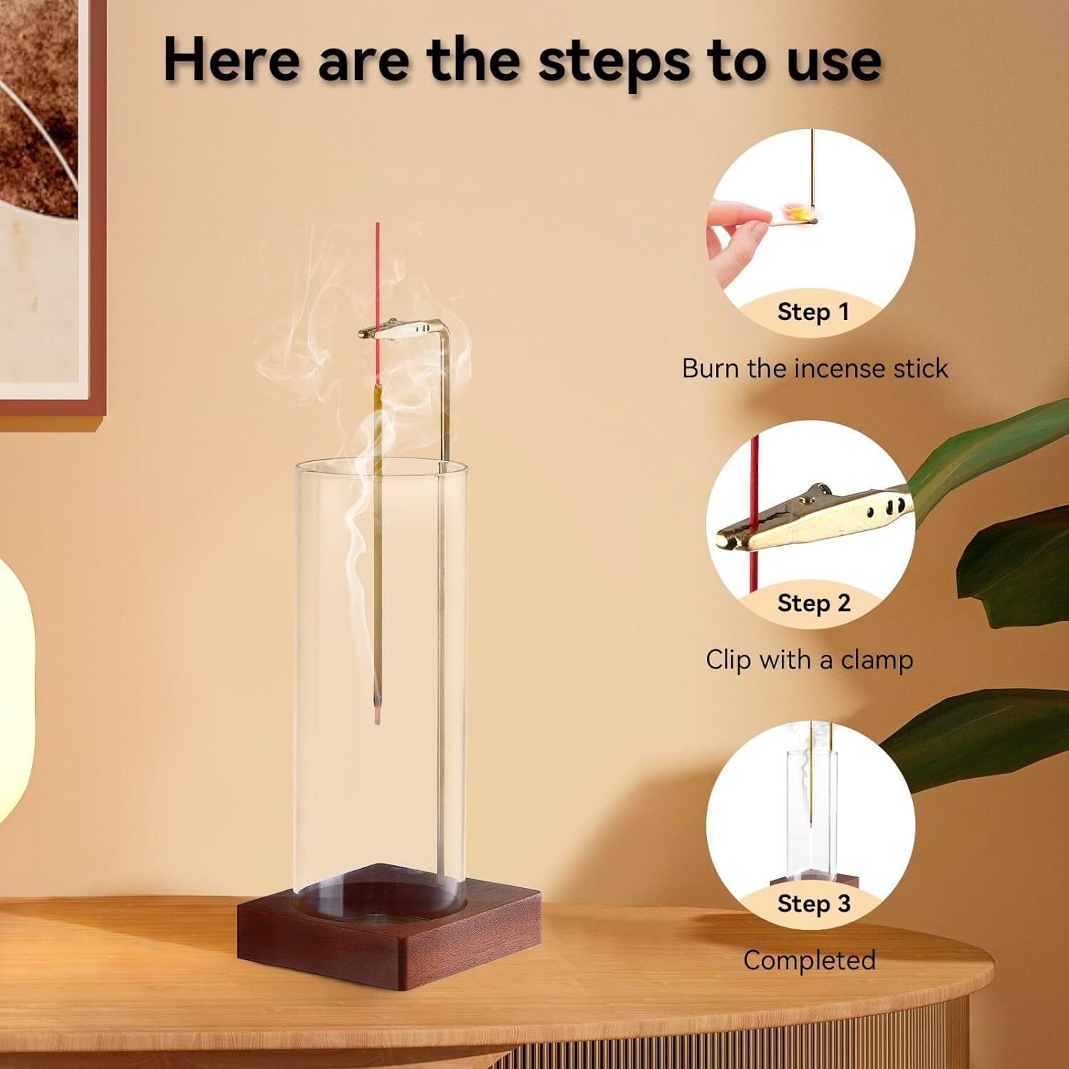 HTSQYL 2 Pack Incense Holder for Sticks, Insence-Stick Holder Ash Catcher with Removable Glass [Anti-Ash Flying],Mess-Free Incense Burner Holder,Perfect for Meditation Yoga Relaxation,Home Decor
