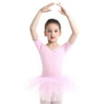 thumbnail image 2 of Sxiwei Kids Girls Short Sleeve Ballet Dance Dress Tutu Skirt Leotard Gymnastics Outfit Dancewear Pink 2-3, 2 of 7