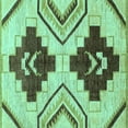 thumbnail image 1 of Ahgly Company Machine Washable Indoor Square Southwestern Turquoise Blue Country Area Rugs, 6' Square, 1 of 4