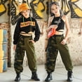 thumbnail image 5 of Rolanko Girls Cargo Pants for Kids Loose Streetwear Hip Hop Dance, 5 of 6