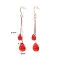 thumbnail image 3 of Yoursfs Two Teardrop Long Chains Fishhook Earrings Rose Gold Plated, Red Cubic Zirconia Waterdrop Tassels Dangle Earrings for Women, 3 of 4