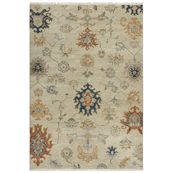 Gatney Rugs Davidson Area Rug ENV966 Beige Petals Scrolls 6' x 9' Rectangle