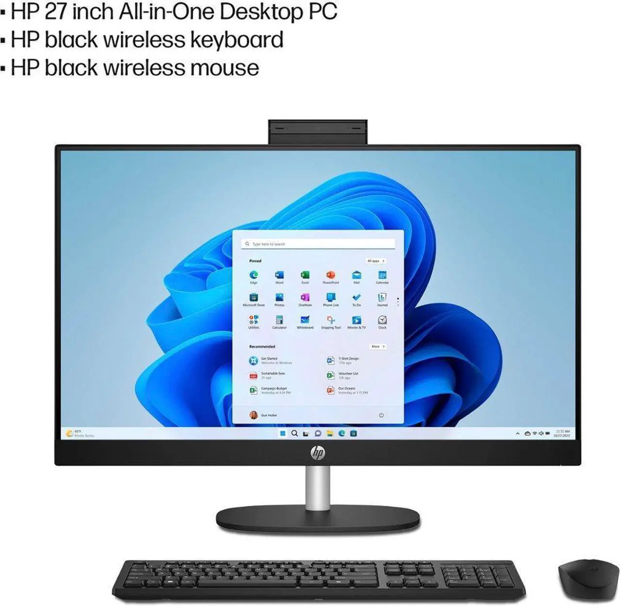 HP - 27" Touch-Screen All-in-One with Adjustable Height - AMD Ryzen 7 - 16GB Memory - 1TB SSD - Jet Black Desktop PC Computer 27-cr0054