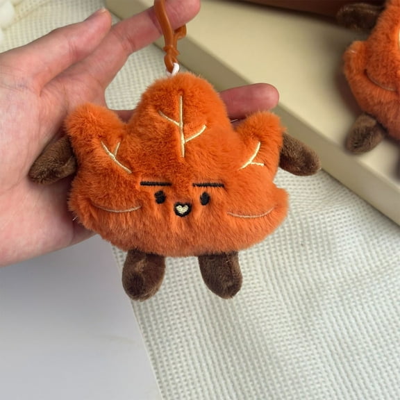 Red Maple Leaf Plush Toy Pendant 3.94in Polyester Soft Stuffed Doll Keychain Christmas Fall Decor Festival Ornament for Bag Home Gift Family Holiday Ambience