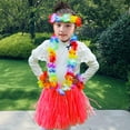 thumbnail image 1 of 5 piezas de falda hawaiana, pulseras de flores, collar y diadema, conjunto de disfraz para mujeres y niñas, suministros para fiesta Luau Longitud de la falda 40 cm. Fernando falda hawaiana, 1 of 8