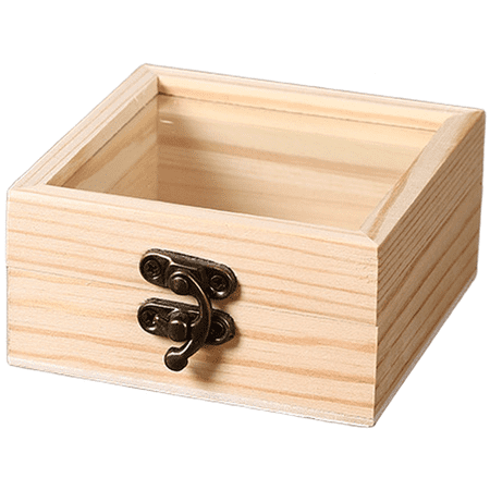 Homena Wooden Flip Top Storage Box with Glass Lid Modern Minimalist Organizer for Home