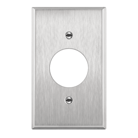 ENERLITES 1.406" Hole Single Receptacle Outlet Metal Wall Plate, Corrosive Resistant, Size 1-Gang, 430 Stainless Steel, UL Listed, Silver