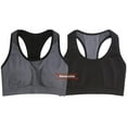 thumbnail image 2 of ToBeInStyle Women's Reversible Compression Double Layered Sports Bras Medium, Black/Charcoal, 2 of 5