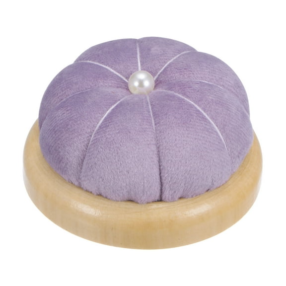 Uxcell Wooden Base Pin Cushion Japanese Style Cute Needle Holder Pincushions Round Light Purple