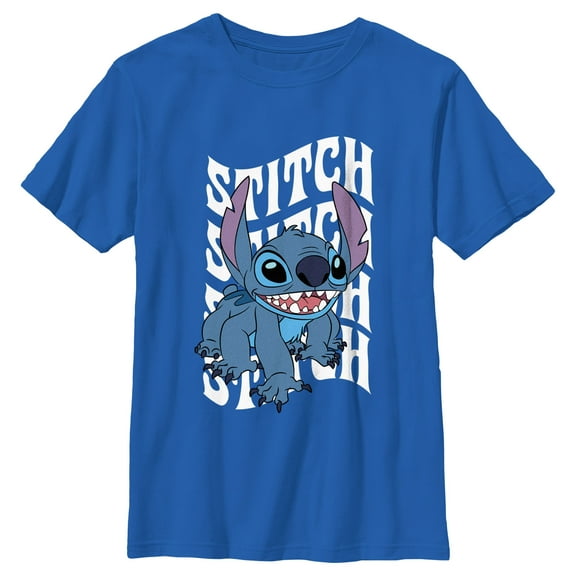 Boy's Lilo & Stitch Wavy Alien  Graphic Tee Royal Blue Large