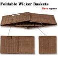 thumbnail image 6 of Wicker Storage Baskets, Set of 2 Hand-Woven Storage Baskets for Shelves with Handles, Foldable Cube Storage Baskets Bins Organizer 13 inch Large Wicker Baskets for Pantry Bedroom Decor, Brown, 6 of 13