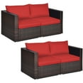 thumbnail image 1 of Costway 4PCS Patio Rattan Corner Sofa Sectional Furniture Set Red Cushion, 1 of 10