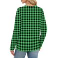 thumbnail image 4 of Nokdvo Women's Sweatshirts Lightweight Plaid Crewneck Pullover Long Sleeve Casual Loose Fitting Basic Tees,Green L, 4 of 5