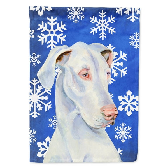 Carolines Treasures LH9266-FLAG-PARENT Great Dane Winter Snowflakes Holiday Flag  multicolor