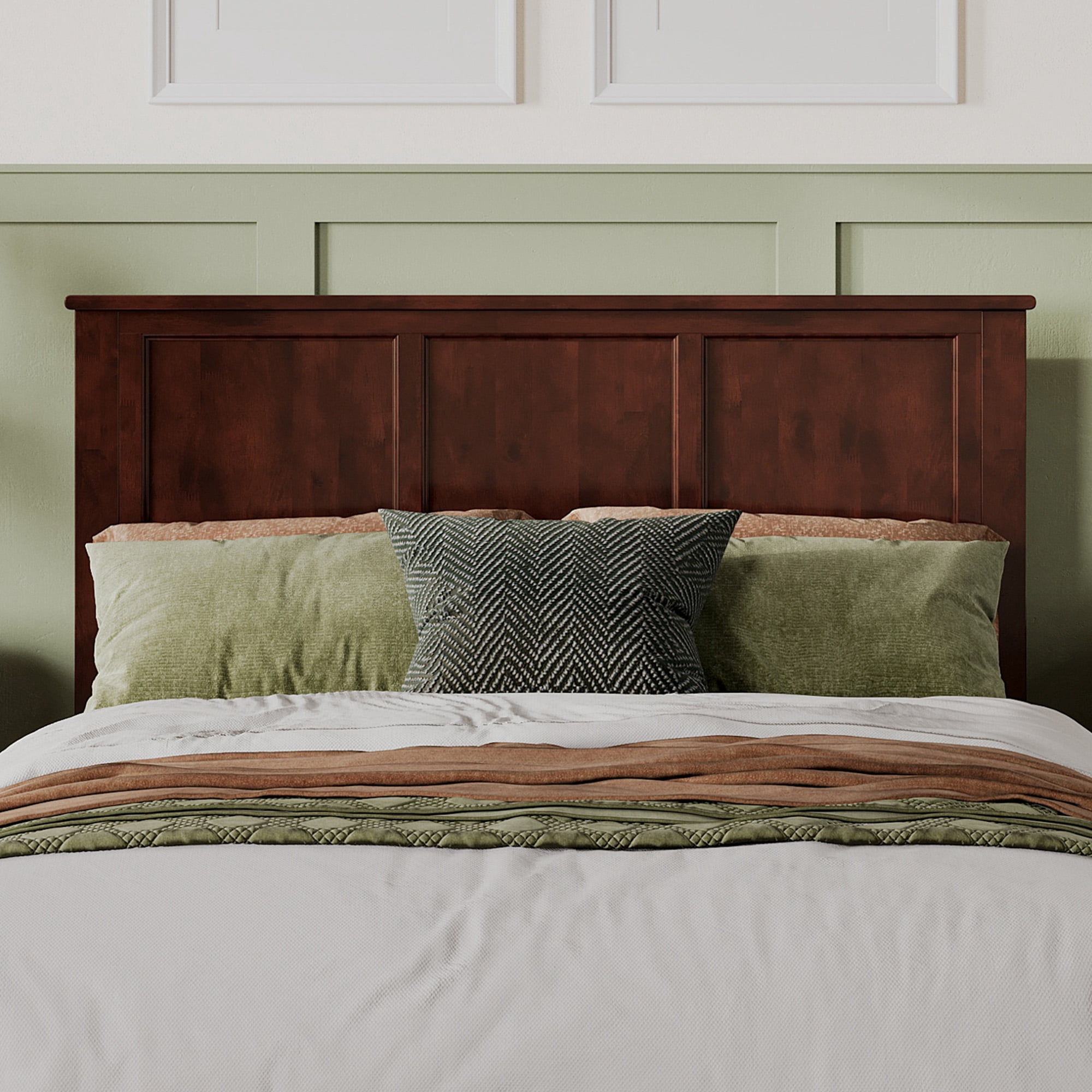 AFI Madison Queen Solid Wood Foundation Bed, Walnut