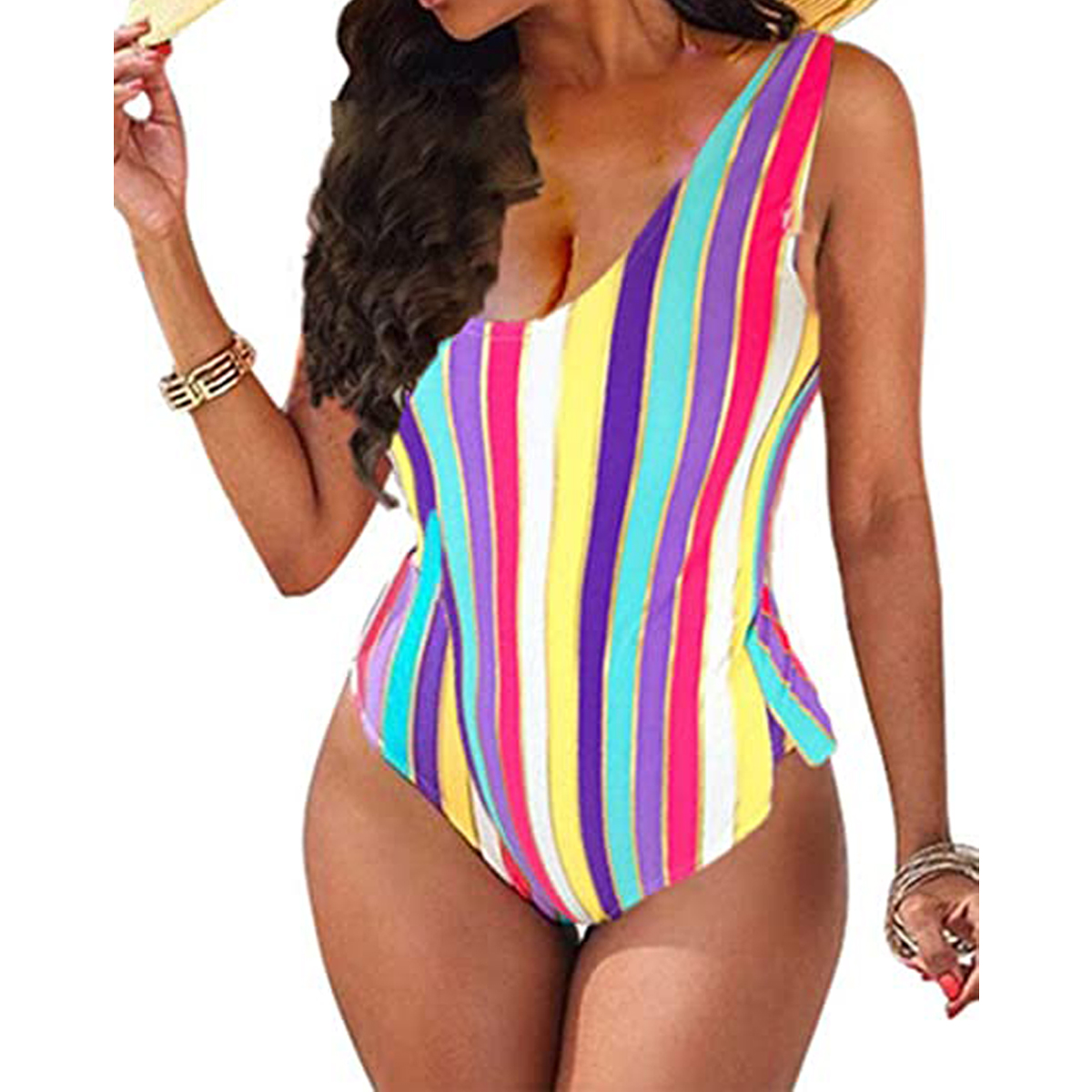 rainbow stripe swimsuit