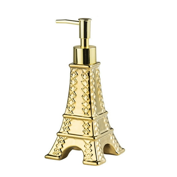 Ceramic Eiffel Tower Soap and Lotion Dispenser Pump - 7oz Paris-Themed Bathroom Decor