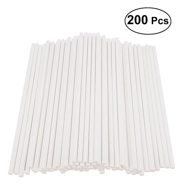 200 piezas de palos de paleta de papel Cake Sticks para fiesta de cumpleaños DIY Craft Project - Blanco
