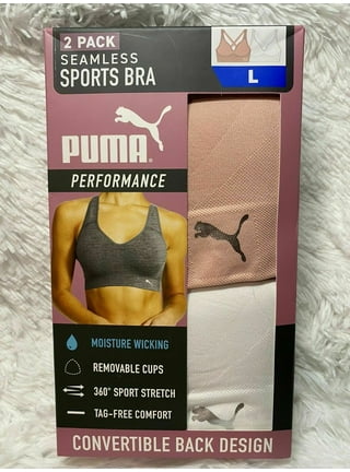 PUMA Womens Removable Cups Racerback Sports Bra 3 Pack 