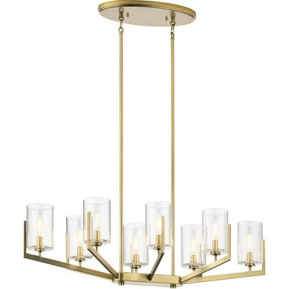 Mid Century Modern Eight Light Chandelier-Brushed Natural Brass Finish Bailey Street Home 147-Bel-4187594