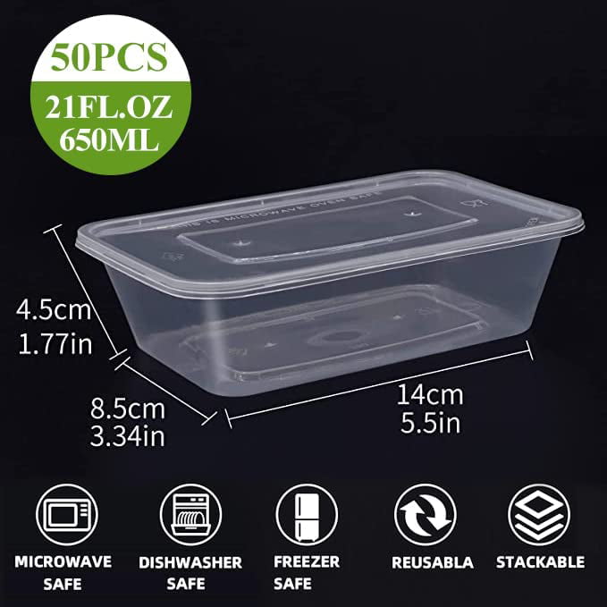 Glad 50 Piece Meal Prep Containers Food Storage Disposable Plastic Lunch Box