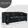 thumbnail image 2 of BUIORD 77" Velvet 3 Seater Couch, Modern Chesterfield Sofa for Living Room, Velvet Couch with Upholstered Tufted Backrests, Nailhead Arms & 4 Cushions, Black, 2 of 9