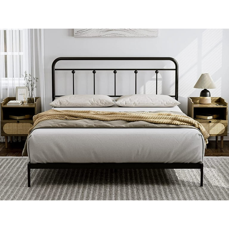 IKIFLY Metal Queen Size Headboard Adjustable Height Farmhouse Victorian Style Easy Assembly Steel Headboard Only for Bedroom Black Queen