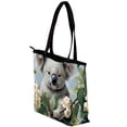 thumbnail image 3 of Koala Canvas Leather Mix Tote Bag with Twill, Sponge, Jeanette Material, 30x10.5x39cm Size, 3 of 5